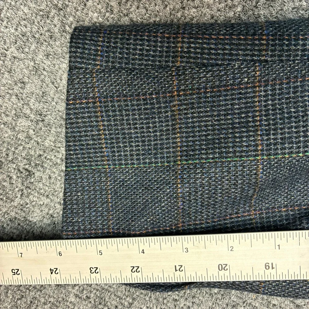 Haggar Mens Plaid Blazer Sport Coat Grey Blue Windowpane Two‎ Button Jacket 42